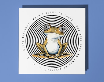 Handmade Funny Frog Hypnotist you will have Happy Birthday Card Funny Animal Card Animal Lovers Premium Greeting Card With White Envelope