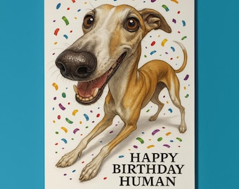 Dog Breeds Collection - Snout Party - Whippet Dog - Happy Birthday Card - Funny Animal -Premium Greeting Card & Envelope - Personalised card