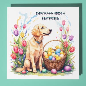 Cartão de Páscoa para cachorro Golden Retriever - Animal engraçado - Cartão de felicitações premium e envelope - Cartão de cachorro personalizado - amigo colega mãe pai irmã