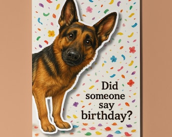 German Shepherd dog - Pop Pets 3D appliqué Collection - Birthday card -  Funny dog - Dog Breeds - Premium Card and Envelope - Personalised