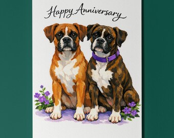 Boxer Dogs Love - Anniversary Card - Funny Dog Breeds - Premium Greeting Card & Envelope - Personalised card Couple Wife Husband