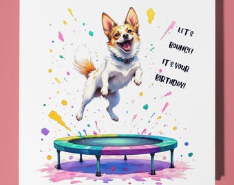 Happy dog - Happy Birthday Card - Funny Animal - Premium Greeting Card & Envelope - Personalised Dog card - Son Sister Friend daughter Mum