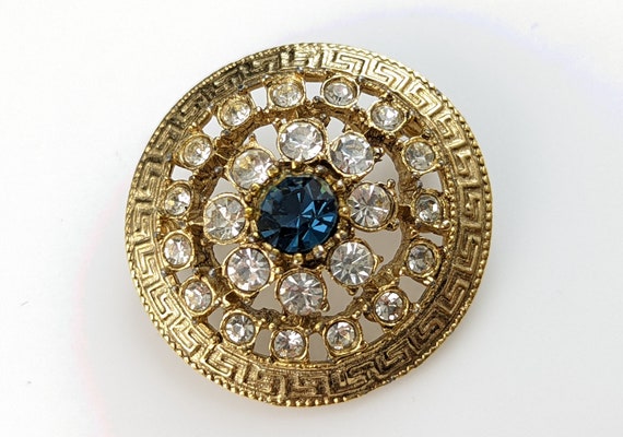 Lovely Vintage Jewellery Faux Blue Sapphire and Faux Diamonds Brooch