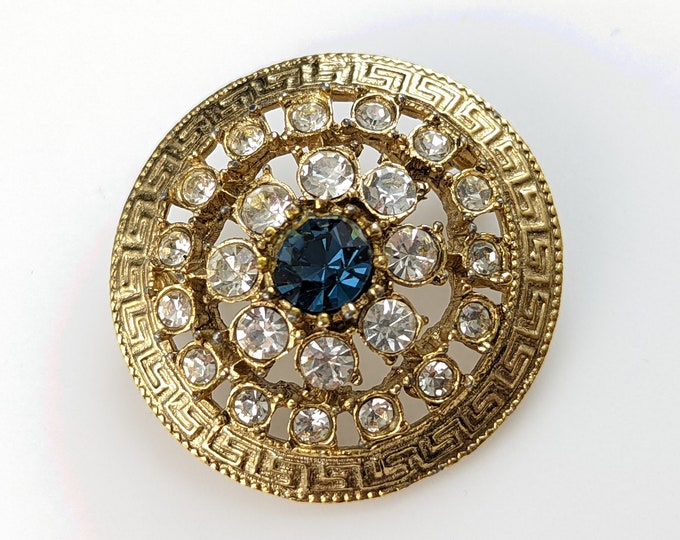 Lovely Vintage Jewellery Faux Blue Sapphire and Faux Diamonds Brooch