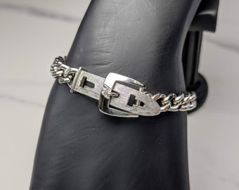 Lovely Vintage Silver-tone Link Chain Buckle Bracelet by AVON Jewellery