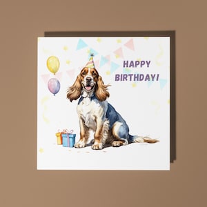 Razza di cane Cocker Spaniel inglese carino fatto a mano! Biglietto di auguri di buon compleanno Biglietto di auguri con animali divertenti Biglietto di auguri premium per amanti degli animali e busta