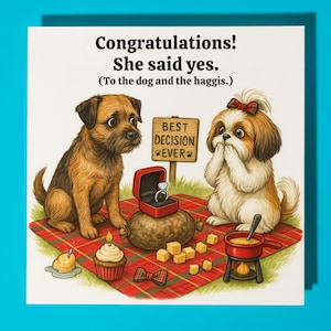 Border Terrier Shih Tzu Congratulations - Engagement Card  Funny Animal - Premium Greeting Card & Envelope - Personalised Dog card - Couple