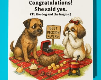 Border Terrier Shih Tzu Congratulations - Engagement Card  Funny Animal - Premium Greeting Card & Envelope - Personalised Dog card - Couple