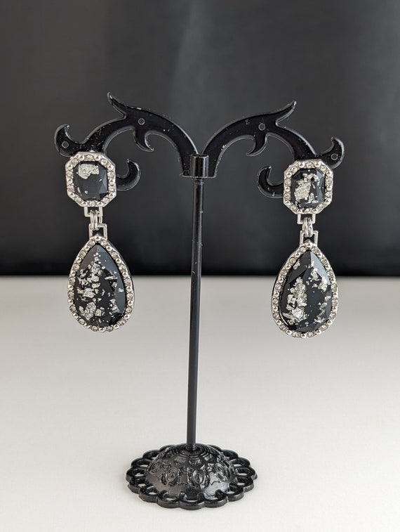 Elegant Jewellery Silver-Tone Teardrop Dangle Earrings with Sparkling Accents