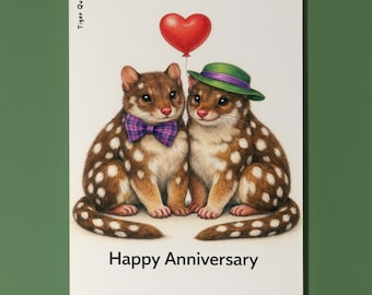 Animal Hugs Series - Tiger Quolls: Spot on love - Happy Anniversary Card - Funny Animal - Premium Greeting Card & Envelope - Personalised