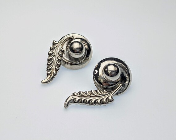 Boucles D'oreilles Clips Vintage Argentées, Motifs Fils D'argent, Puces, 5518