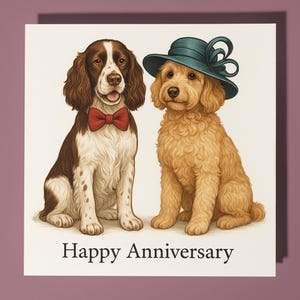 Anglais Springer Spaniel Labradoodle - Carte de joyeux anniversaire Funny Animal - Enveloppe de carte de voeux premium - Carte personnalisée - Couple