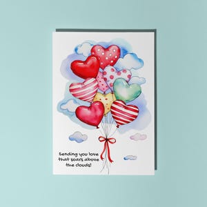 Palloncini Nice Hearts fatti a mano Ti mando un amore che vola sopra le nuvole Biglietto d'amore Biglietto d'auguri premium e busta