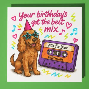 Cocker Spaniel anni '80 - Biglietto di auguri di buon compleanno - Biglietto di auguri premium e busta Biglietto di auguri personalizzato con cane divertente - Amico, nonno, famiglia