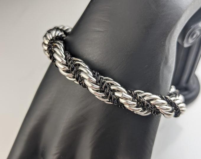 Silver-tone French Rope Bracelet With Black chain by Premier Designs Jewellery