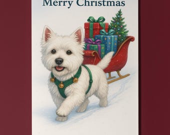 West Highland Terrier Dog - Santa’s Helpers Collection - Christmas Card - Funny Dogs - Breeds - Premium Greeting Card Envelope Personalised