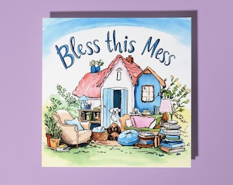 Handmade Cute little mess in the new house Bless This Mess new house Card Funny Animal Card Animal Lovers Premium Greeting Card Envelope 2