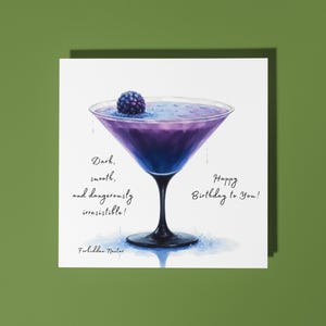 Cocktail Forbidden Nectar fatto a mano - Scuro, morbido e pericolosamente irresistibile! - Biglietto di auguri di buon compleanno, biglietto di auguri premium e busta