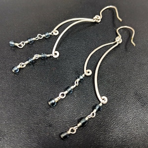 Lovely Silver tone Drop Crystal Beaded Earrings