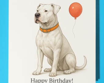 Dog Collection - Dogo Argentino Dog - Happy Birthday Card - Funny Animal - Premium Greeting Card & Envelope - Personalised card - Friend
