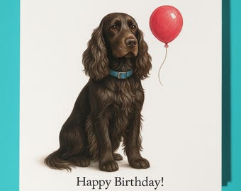 Dog Breeds Collection - Field Spaniel Dog - Happy Birthday Card - Funny Animal - Premium Greeting Card Envelope - Personalised card - Friend