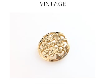 Enchanting Celtic Elegance: Vintage Gold Tone Brooch from Scotland