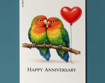 Animal Hugs Series Lovebirds: Eternal Bond Happy Anniversary Card  Premium quality Greeting Card Envelope Personalised Couples Husband Wife