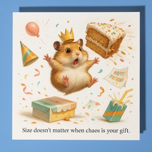 Criceto - La dimensione non conta - Biglietto di auguri di buon compleanno - Animale divertente - Busta per biglietti di auguri premium - Biglietto divertente personalizzato - amico di famiglia