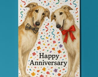 Dog Breeds Collection - Still Looking at You - Borzoi Dogs - Anniversary Card - Funny Premium Greeting Card & Envelope - Personalised card