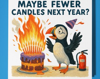 Funny Puffin - Happy Birthday Card - Funny Animal - Premium Greeting Card Envelope - Personalised Birthday - funny card - sister friend