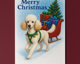 Poodle Dog - Santa’s Helpers Collection - Merry Christmas Card - Funny Dogs - Dog Breeds - Premium Greeting Card & Envelope Personalised