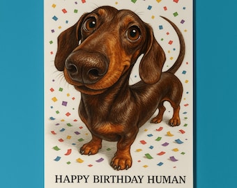 Dog Breeds Collection - Snout Party - Dachshund Dog - Happy Birthday Card - Funny Animal -Premium Greeting Card Envelope - Personalised card