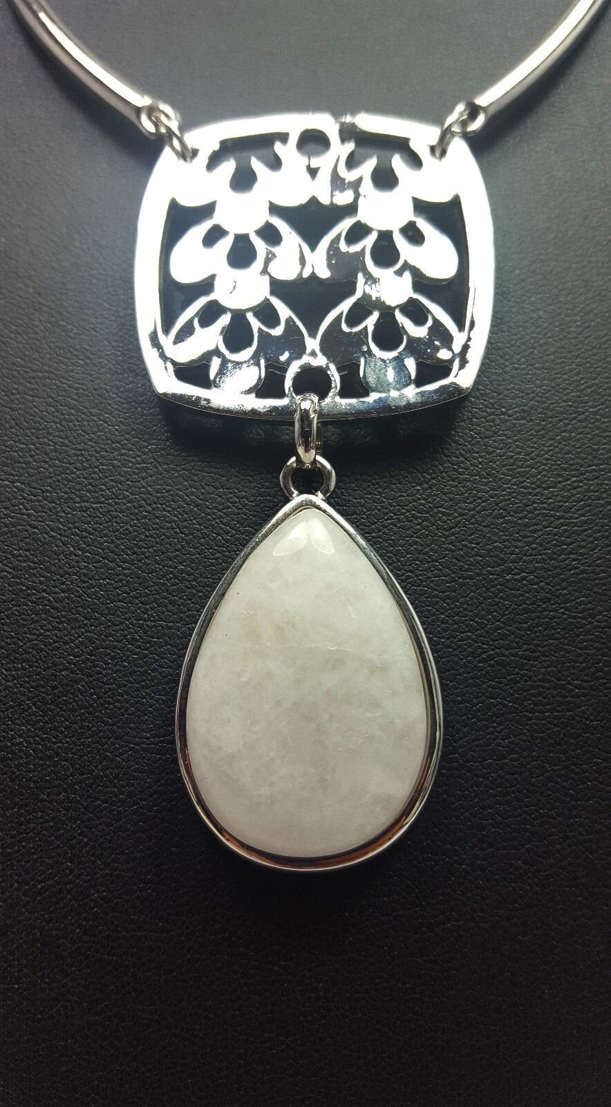 House of Fraser Linea Silver-tone White Quartz Pendant - Etsy UK