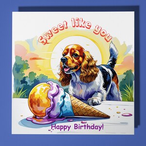 Cocker-spaniëlhond Happy Birthday Card - Funny Animal - Premiumwenskaart en envelop - Gepersonaliseerde hondenkaart - moeder zoon zus vriend