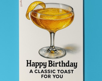 Cocktail Wishes Collection - Fitzgerald Cocktail - Happy Birthday Card- Premium Greeting Card and Envelope - Personalised card - Friend