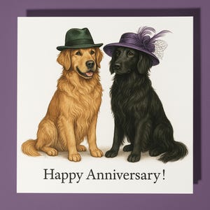 Chiens labrador - carte de joyeux anniversaire drôle d'animal - carte de voeux premium et enveloppe - carte personnalisée - couple mari femme