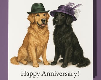 Labrador dogs - Happy Anniversary Card  Funny Animal - Premium Greeting Card & Envelope - Personalised card - Husband Wife Couple