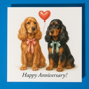 Tarjeta de aniversario de Cocker Spaniel - Animal divertido - Tarjeta de felicitación premium y sobre - Tarjeta de perro personalizada - Esposa, esposo, mamá, papá, novio