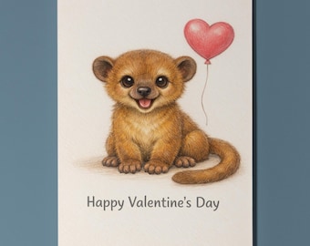 Animal Hugs Collection Kinkajou Happy Valentine's Day Card - Premium Greeting Card Envelope - Personalised funny card Boyfriend Girlfriend