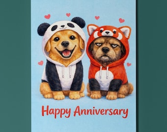 Golden Retriever Border Terrier Dog Anniversary Card, Panda Red Panda Hoodie, Cute Personalised Dog Lover Gift