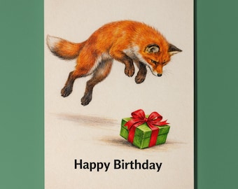 Animal Hugs Collection Foxy Birthday Gift Pounce Happy Birthday Card  Premium Greeting Card and Envelope Personalised Friends Family members