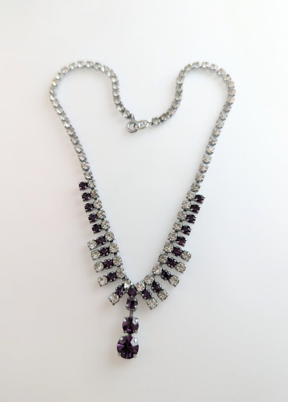 Beautiful Vintage Jewellery Amethyst Colour Cryst… - image 5