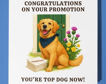 Golden Retriever - Congratulations on Your Promotion Card - Funny Animal - Premium Greeting Card  and Envelope - Personalised dog card