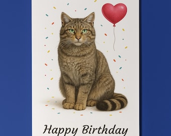 Wild Cats Party Collection - Wild Cat - Happy Birthday Card - Funny Animal - Premium Greeting Card & Envelope - Personalised card - Friend