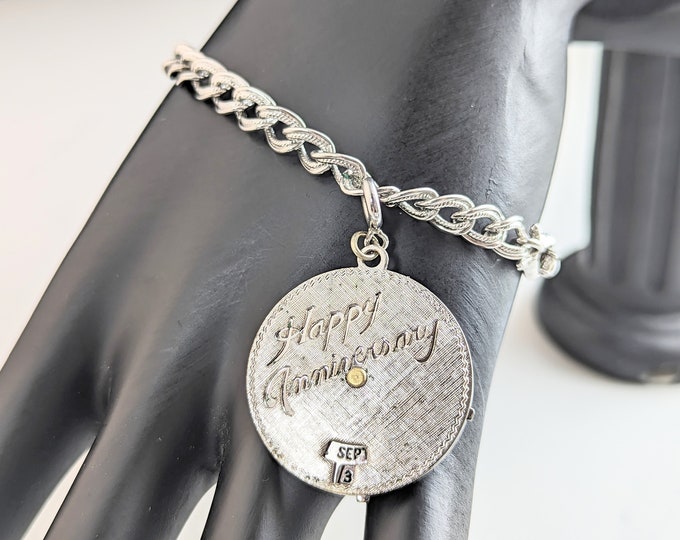 Lovely Vintage Happy Anniversary Rotating Charm Bracelet by Monet Jewellery