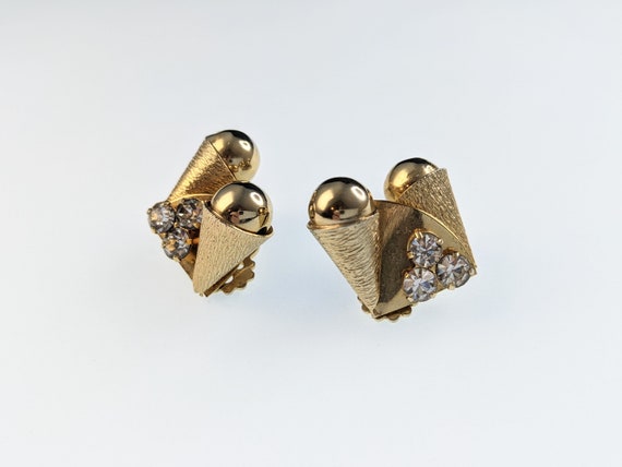 Lovely Vintage Jewellery Gold-tone Rhinestone Cli… - image 3