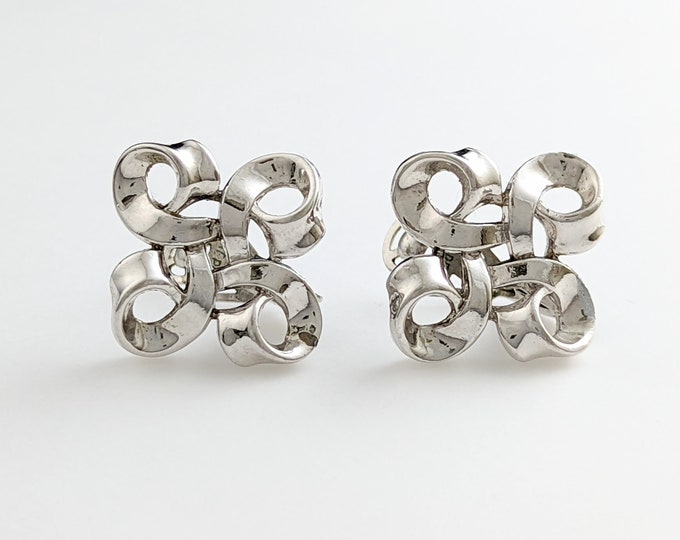 Classic Vintage Silver-tone Clip on Earrings Jewellery by Trifari