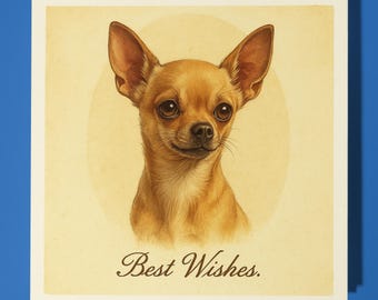 Antique postcard collection - Chihuahua  - Best Wishes Happy Birthday Card - Premium Greeting Card and Envelope - Personalised card - Friend