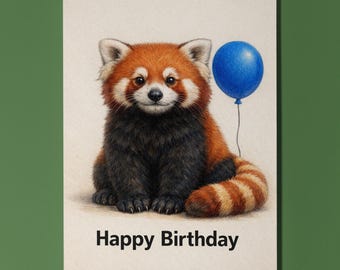 Animal Hugs Collection Red Panda Party Vibe Happy Birthday Card Premium Greeting Card Envelope Personalised Friends Family members Daughter