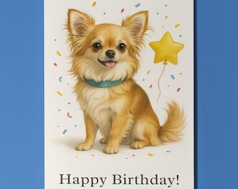 Dog Breeds Collection - Chihuahua Dog Happy Birthday Card - Funny Animal - Premium Greeting Card Envelope - Personalised card - Friend
